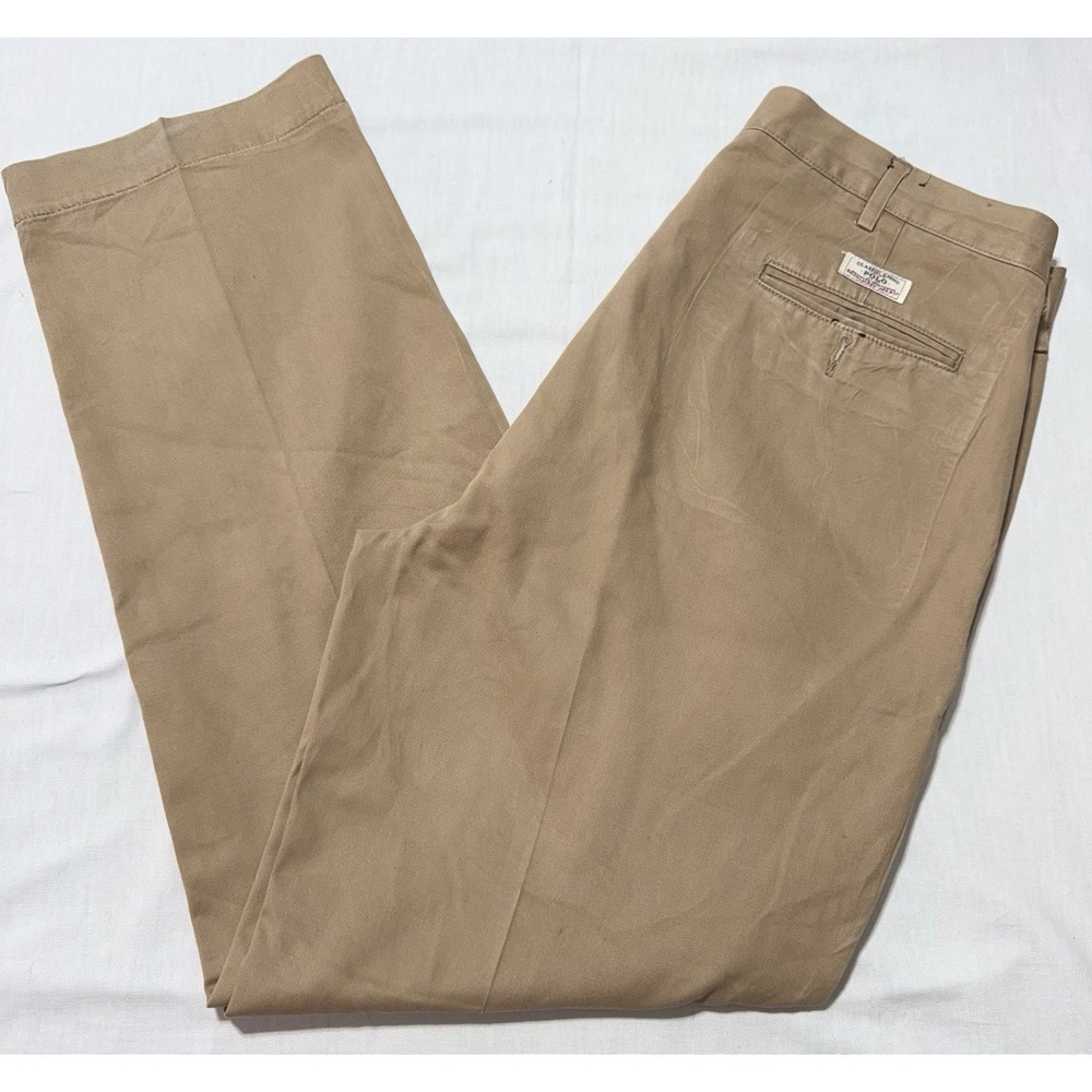 Polo Ralph Lauren Pants Mens 36x32 Beige Classic Chino Twill Straight Stretch
